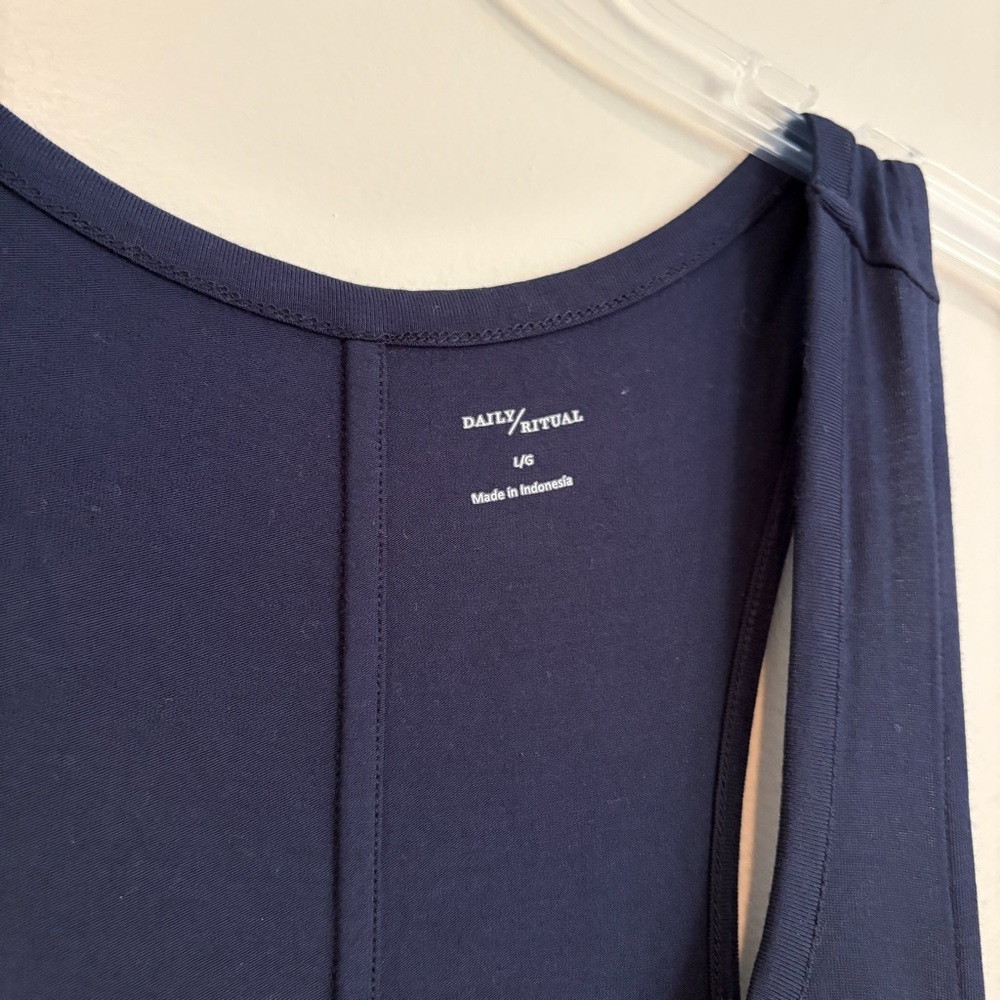 Daily Ritual Navy Sleeveless Razorback Tank Dress Size L - Picture 2 of 6